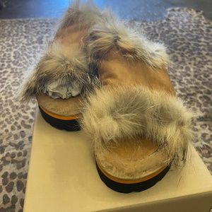 Montelliana 1985 fox fur and shearling clogs